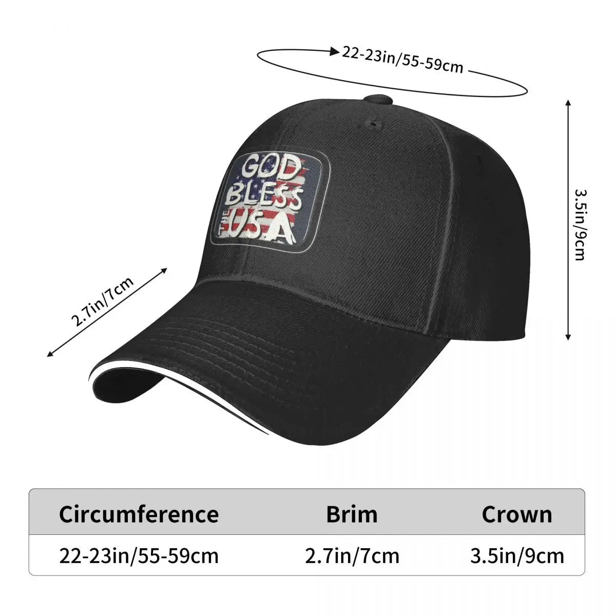 God Bless USA Printing Baseball Cap For Men Fashion High-end Snapback Caps Mens Hip Hop Street Tide Hat