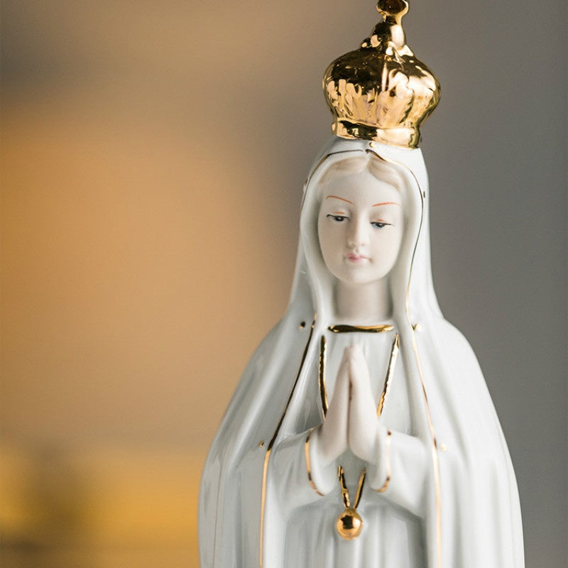 Rose Fatima Our Lady Icon of Mary Catholic Church Family Ceramic Statues Gifts and Ornaments