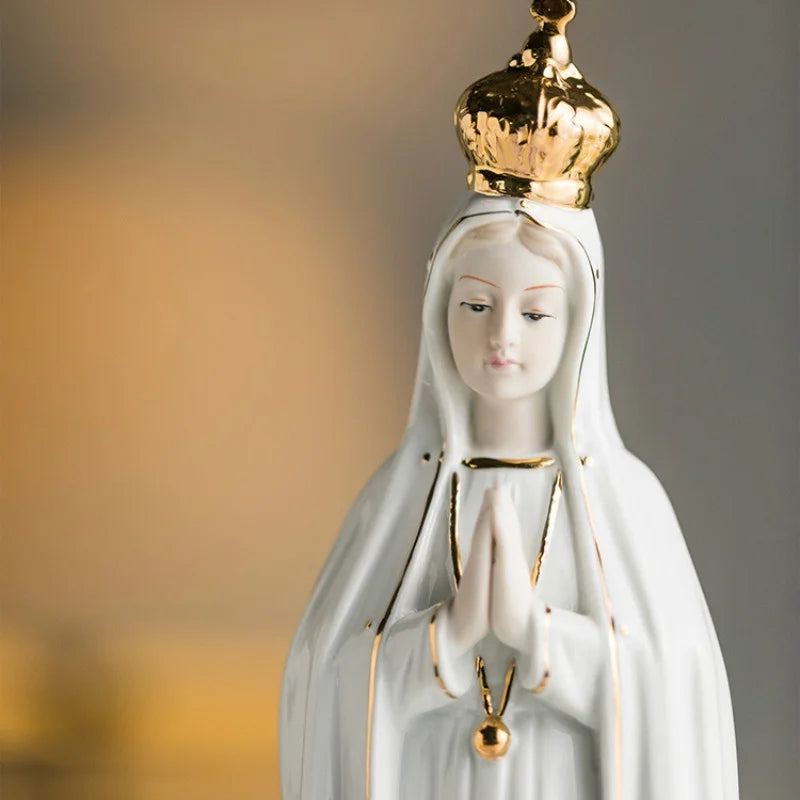 Rose Fatima Our Lady Icon of Mary Catholic Church Family Ceramic Statues Gifts and Ornaments