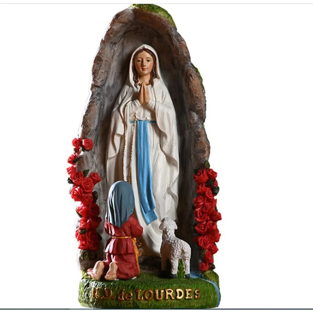 Blessed Saint Virgin Mary Sculpture Jesus Christ Tabletop Statue Figurine Our Lady of Lourds Statue Figures