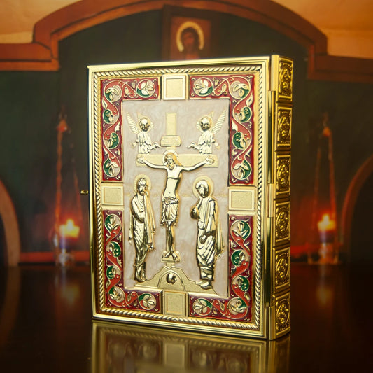 Handmade gold-plated Orthodox Bible Gospel Book Cover