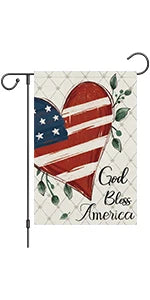 God Bless America 4th of July Garden Flag 12x18 Inch Double Sided, Patriotic Memorial Day Religious Cross Garden Flags Independe