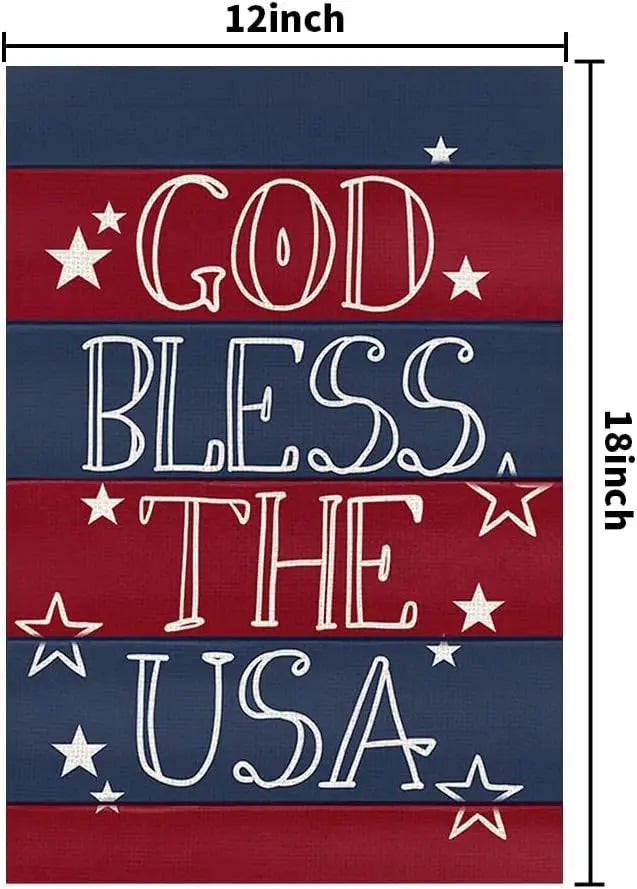 4th of July Patriotic Garden Flags for Outside 12x18 Double Sided, American Stars and Stripes Memorial Day God Bless The USA Sig