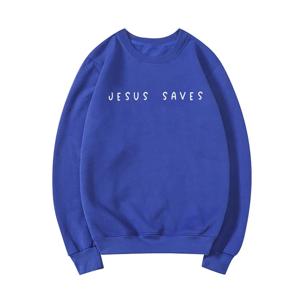 Jesus Saves Sweatshirt Christian Sweatshirts Faith Top Jesus Hoodie Bible Verses Crewneck Sweatshirt Women Graphic Pullover Tops