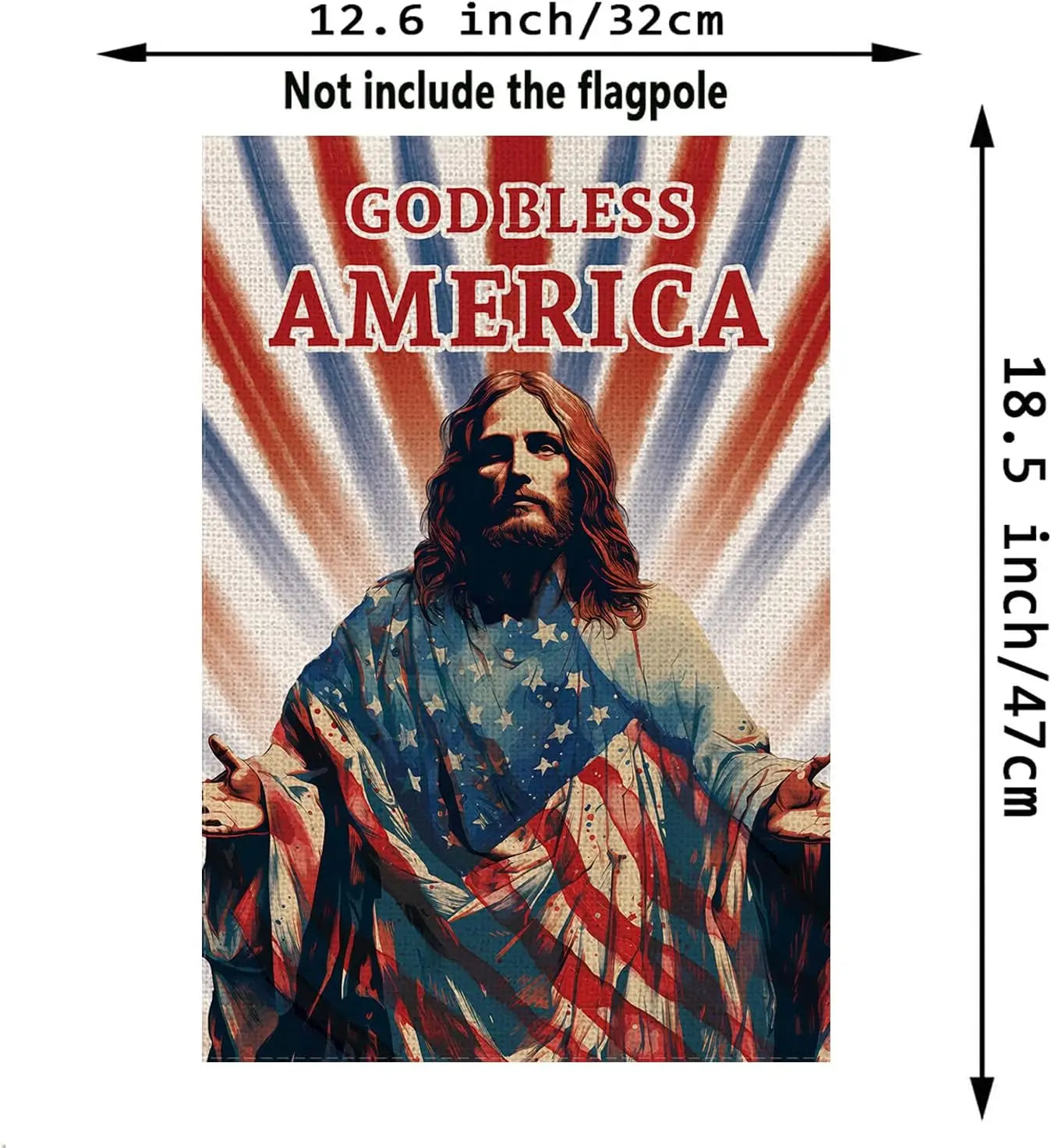 4th of July Garden Flag God Bless America Double Sided Religious Jesus Christian USA Flag Patriotic Memorial Day Independence Da