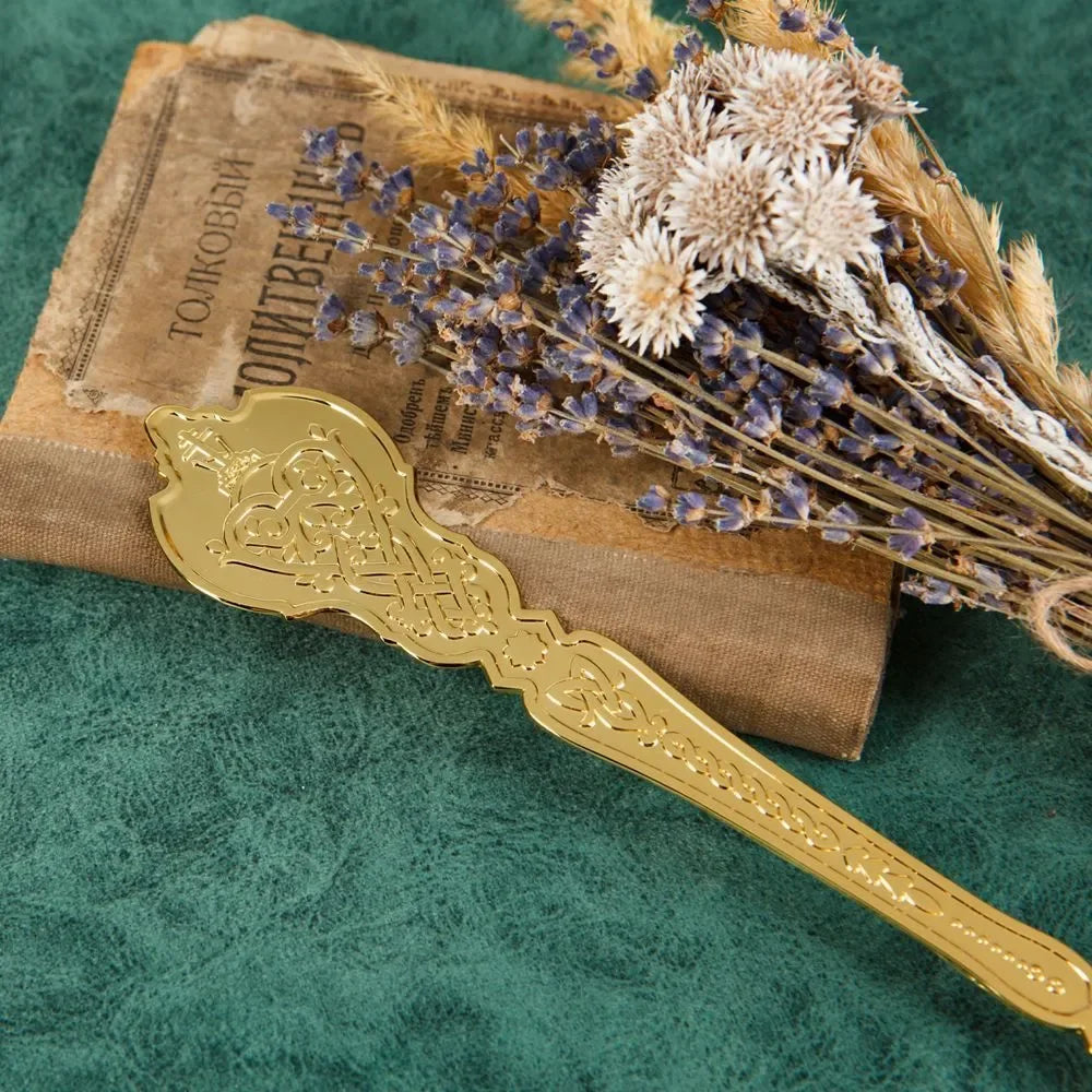 Church Product Church Baptismal Supplies Gold Plated Holy Grail Plate Spoon Religious Ritual Accessories Holy Water Set