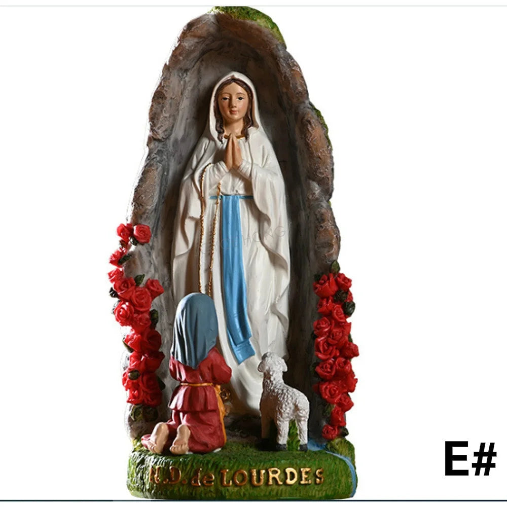 Blessed Saint Virgin Mary Sculpture Jesus Christ Tabletop Statue Figurine Our Lady of Lourds Statue Figures