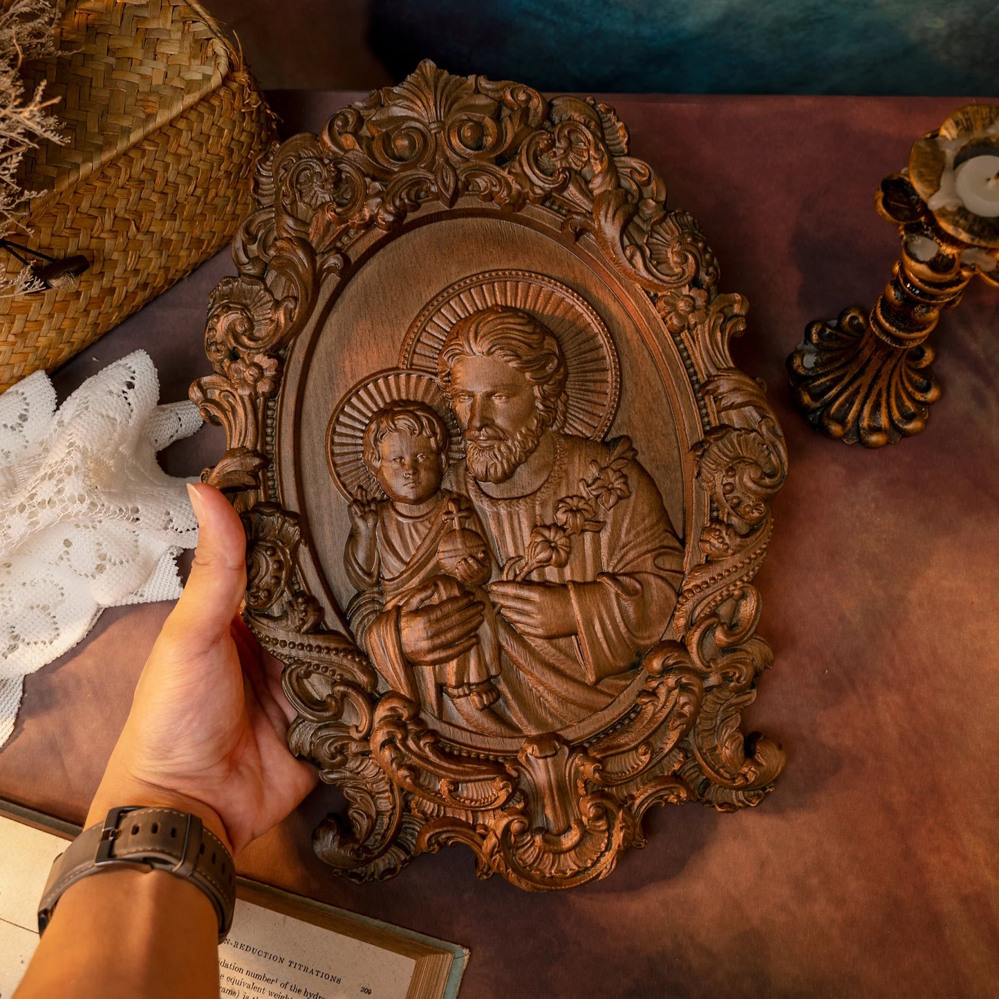 Saint Joseph Wood Carving, Religious Icons, Father's Day Christian Gift, Wall Art Work, Figure Carving, Catholic Home Decor