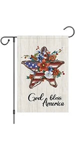 God Bless America 4th of July Garden Flag 12x18 Inch Double Sided, Patriotic Memorial Day Religious Cross Garden Flags Independe